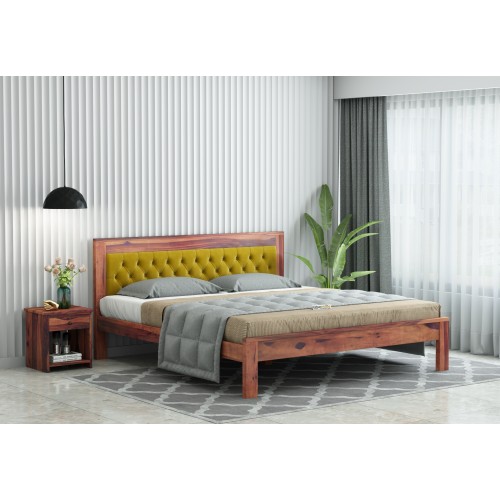 Jolly Wooden Bed without Storage ( King Size, Teak Finish )