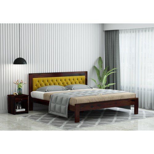Jolly Wooden Bed without Storage ( King Size, Walnut Finish )