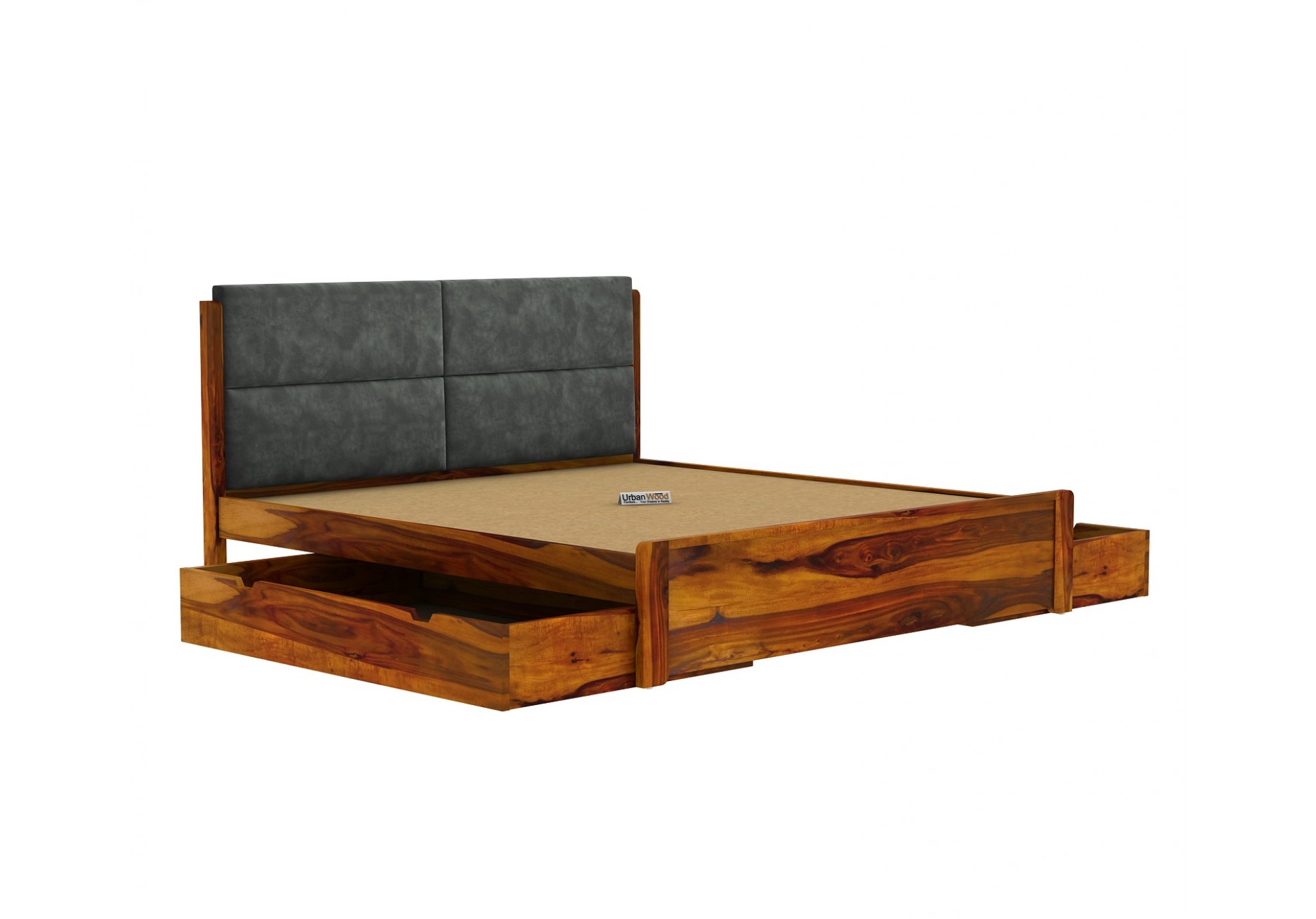 Luxe Urbanwood Exclusive Drawer Storage Bed ( King Size, Honey Finish )