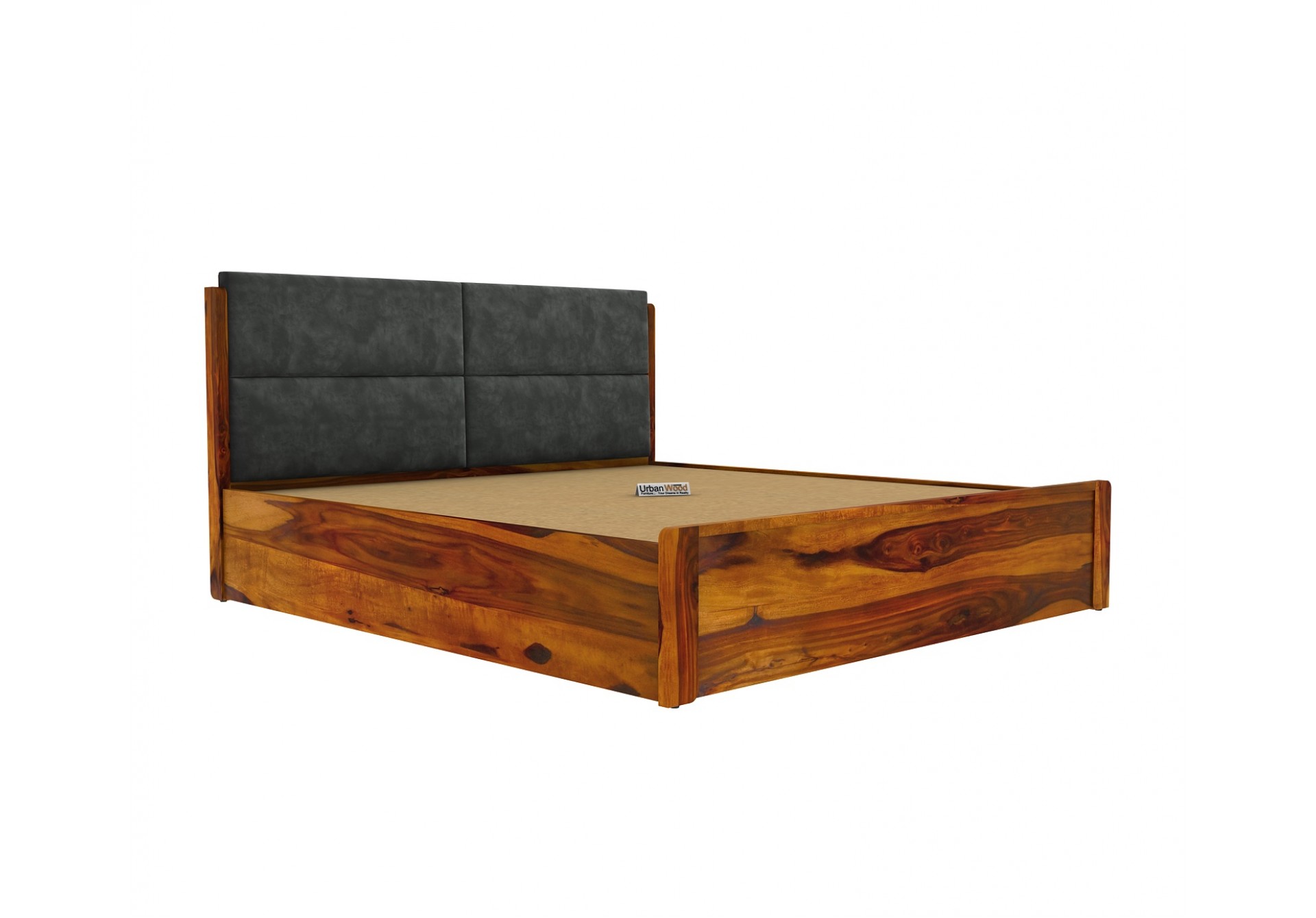Luxe Urbanwood Exclusive Hydraulic Storage Bed ( Queen Size, Honey Finish )