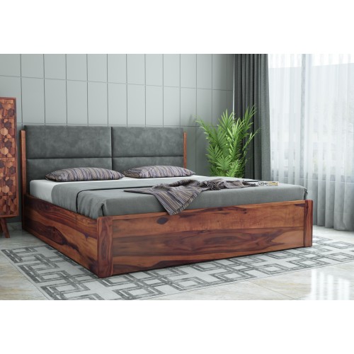 Luxe Urbanwood Exclusive Hydraulic Storage Bed ( Queen Size, Teak Finish )