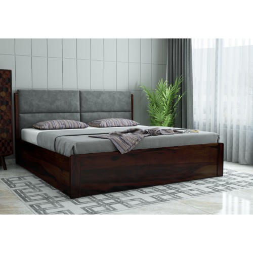 Luxe Urbanwood Exclusive Hydraulic Storage Bed ( Queen Size, Walnut Finish )