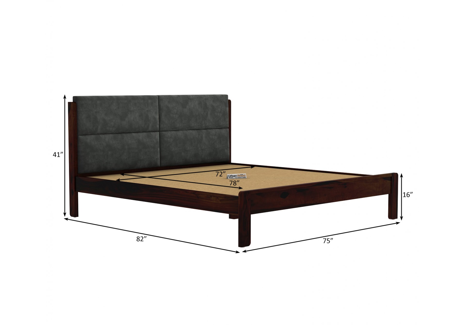 Luxe Urbanwood Exclusive without Storage Bed ( King Size, Walnut Finish )