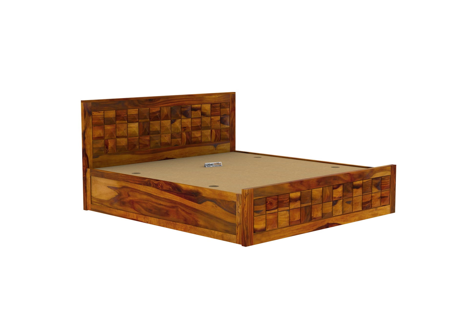 Morgana Box Storage Bed (Queen Size, Honey Finish)