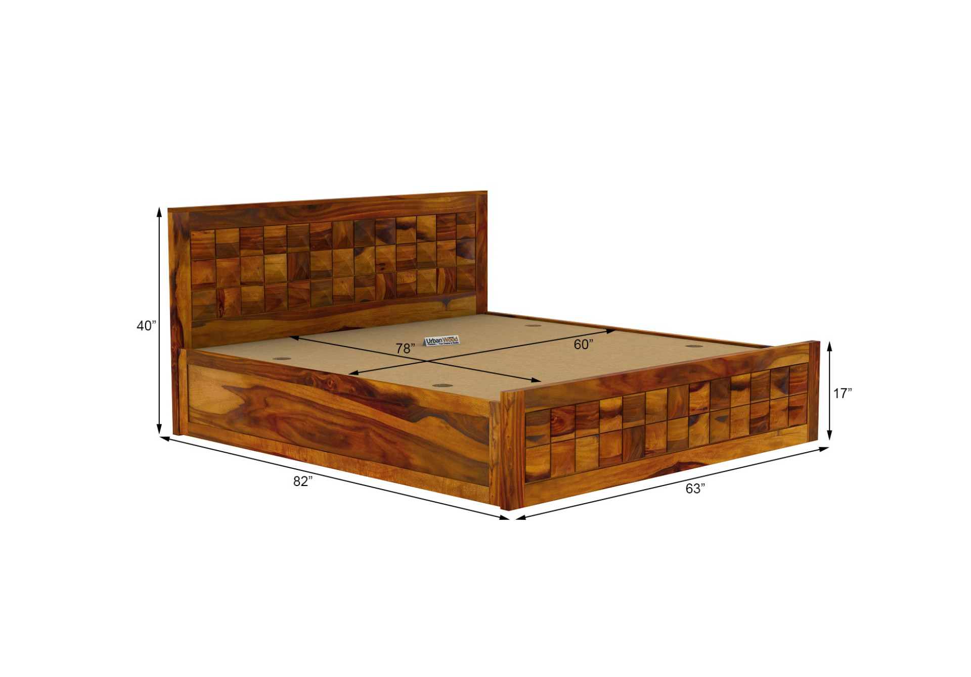 Morgana Box Storage Bed (Queen Size, Honey Finish)