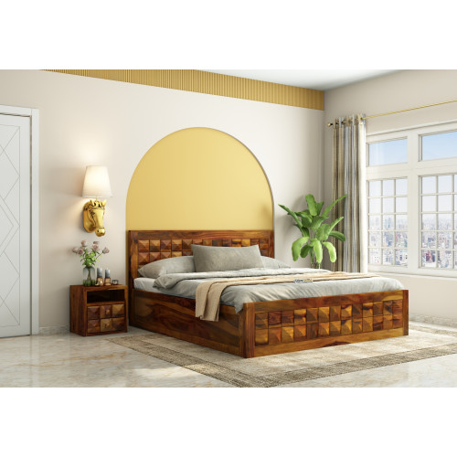 Morgana Box Storage Bed (King Size, Honey Finish)