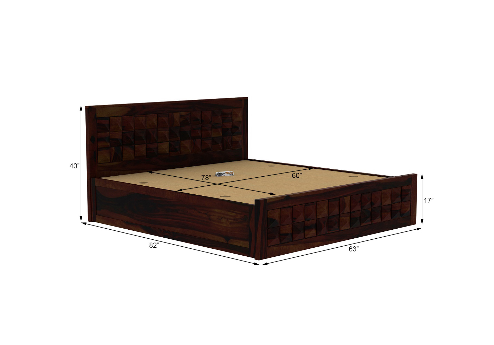 Morgana Box Storage Bed (Queen Size, Walnut Finish)