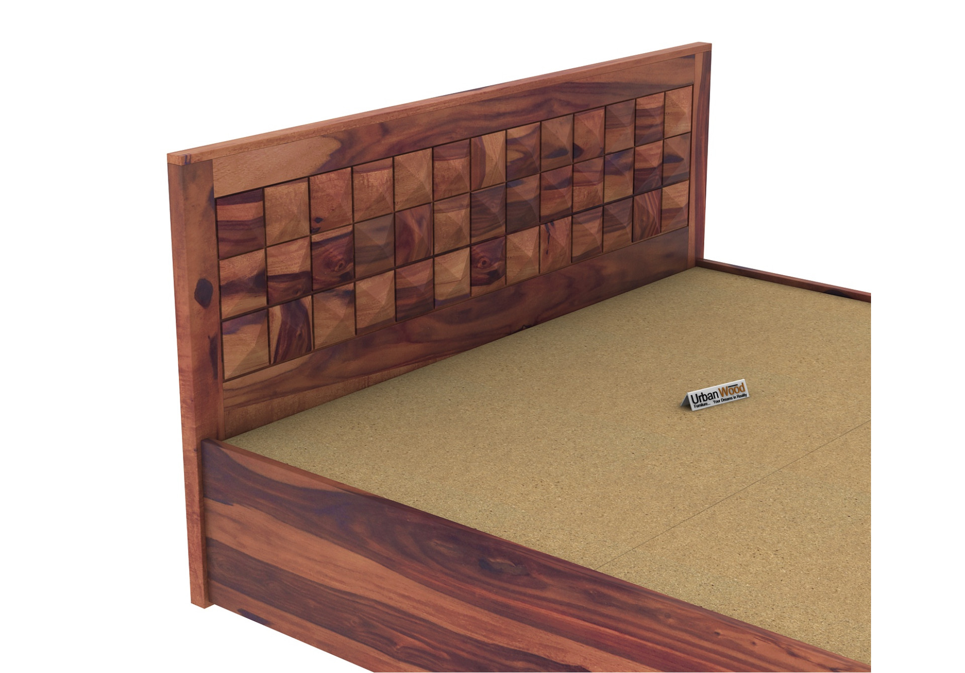 Morgana Hydraulic Storage Bed (Queen Size, Teak Finish)