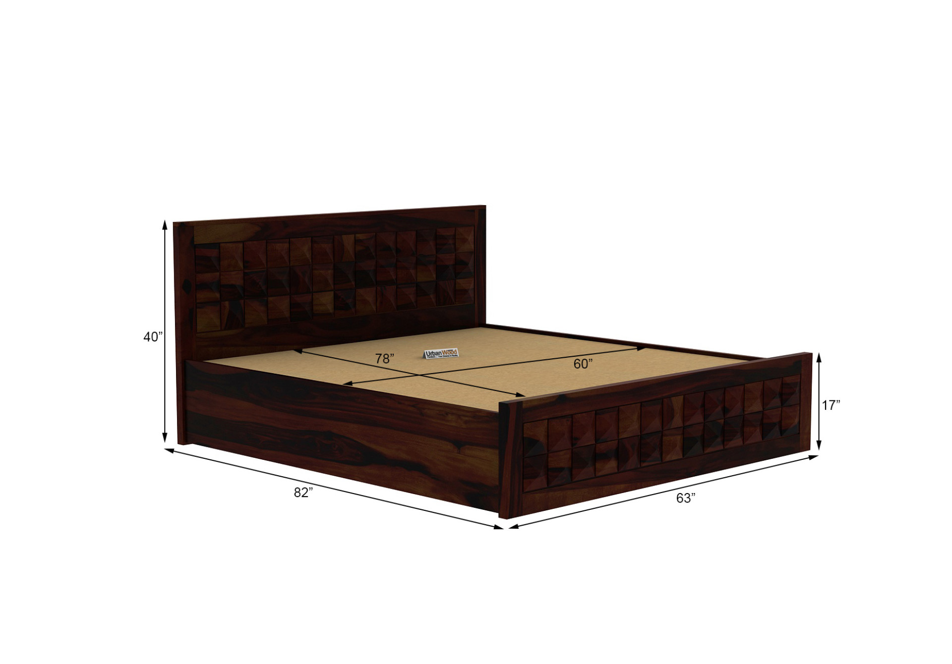 Morgana Hydraulic Storage Bed (Queen Size, Walnut Finish)