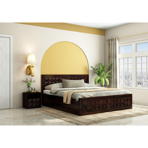 Morgana Hydraulic Storage Bed (King Size, Walnut Finish)