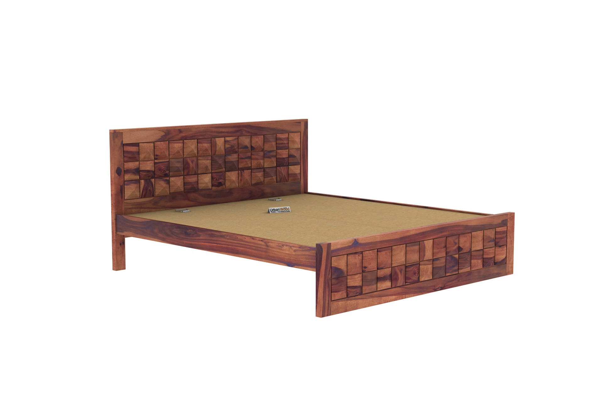 Morgana Without Storage Bed (Queen Size, Teak Finish)