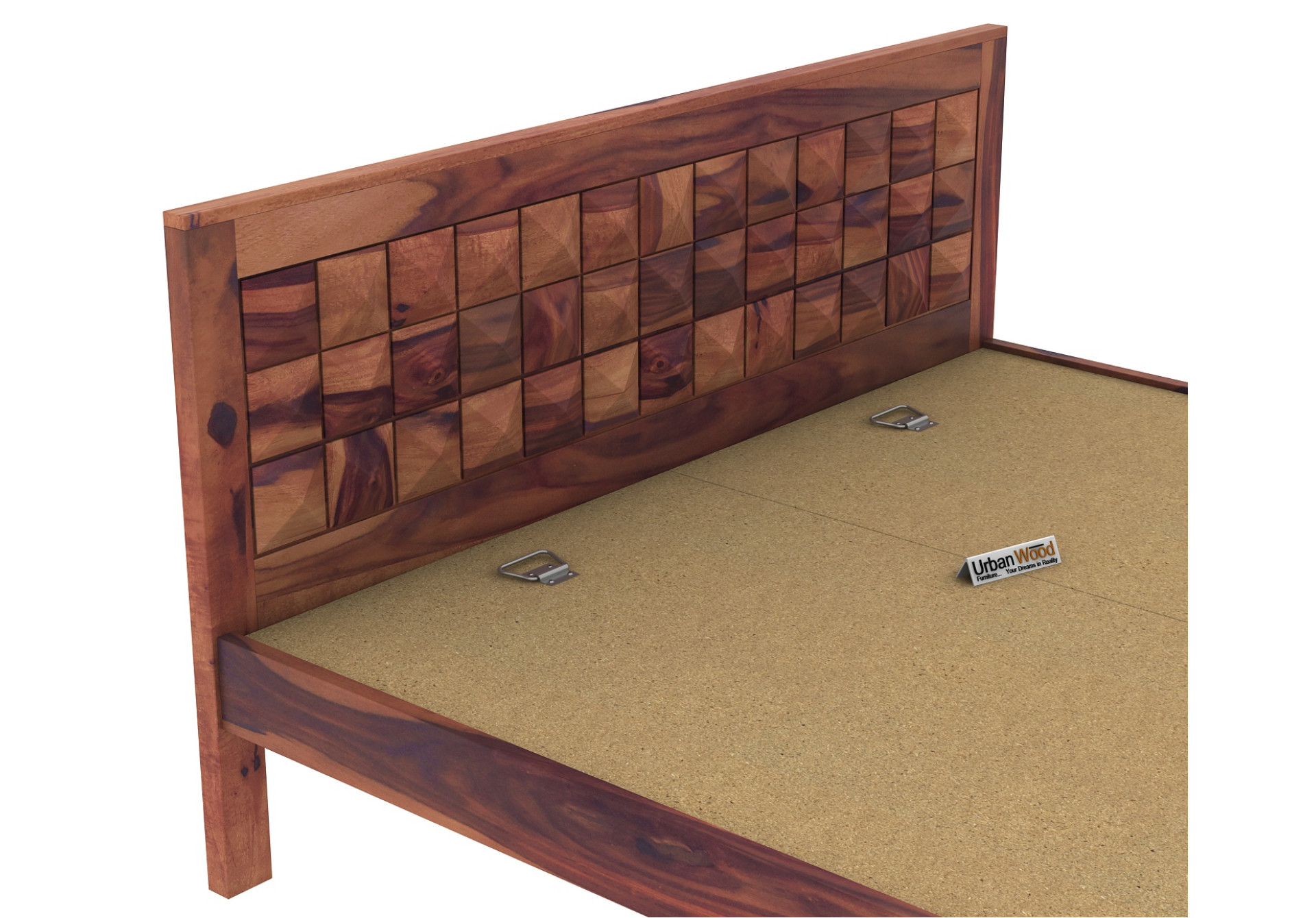 Morgana Without Storage Bed (Queen Size, Teak Finish)