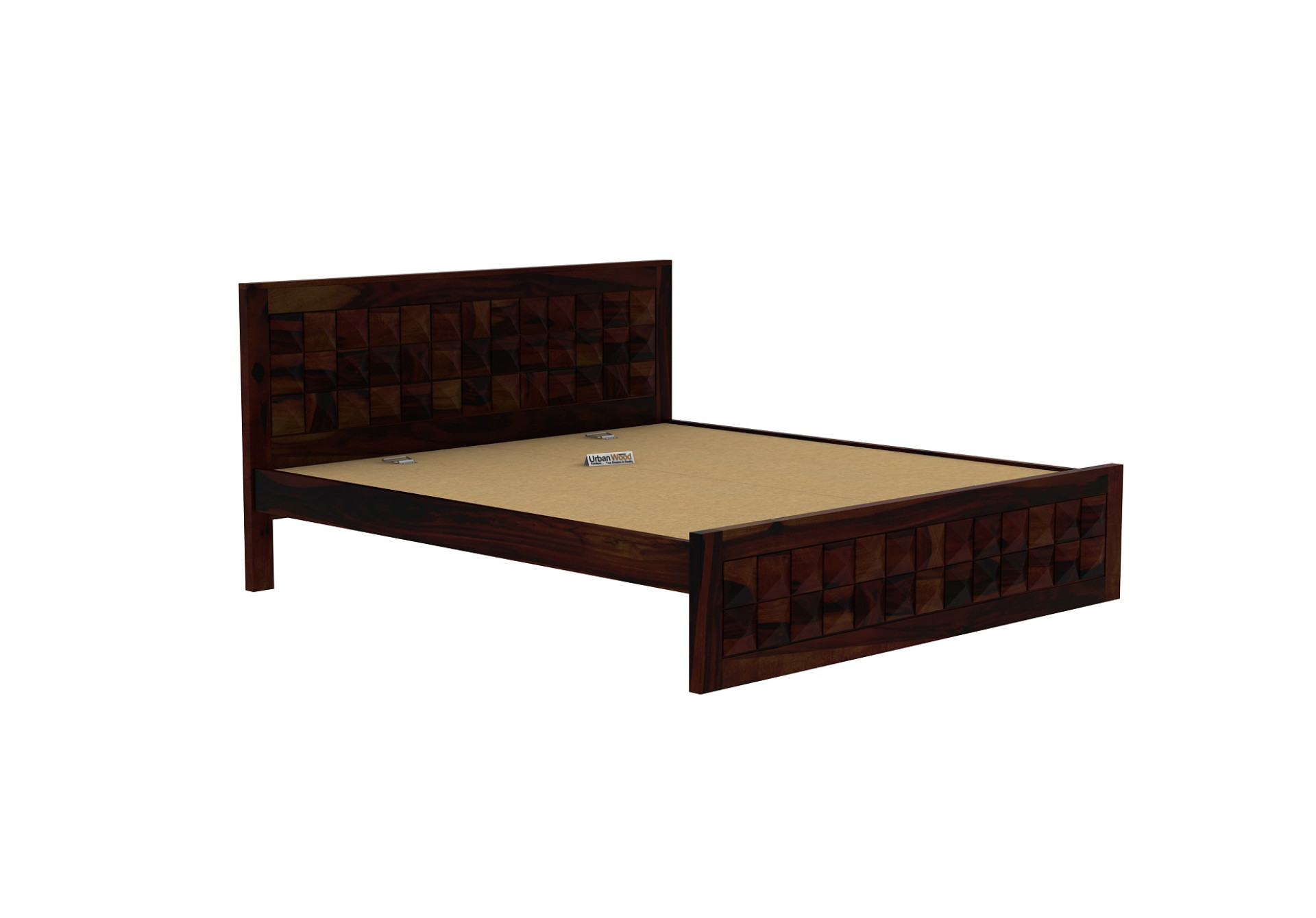 Morgana Without Storage Bed (Queen Size, Walnut Finish)