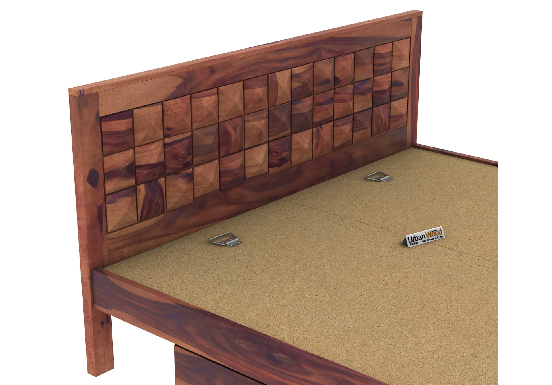 Morgana Bed With Drawer Storage ( King Size, Teak Finish )