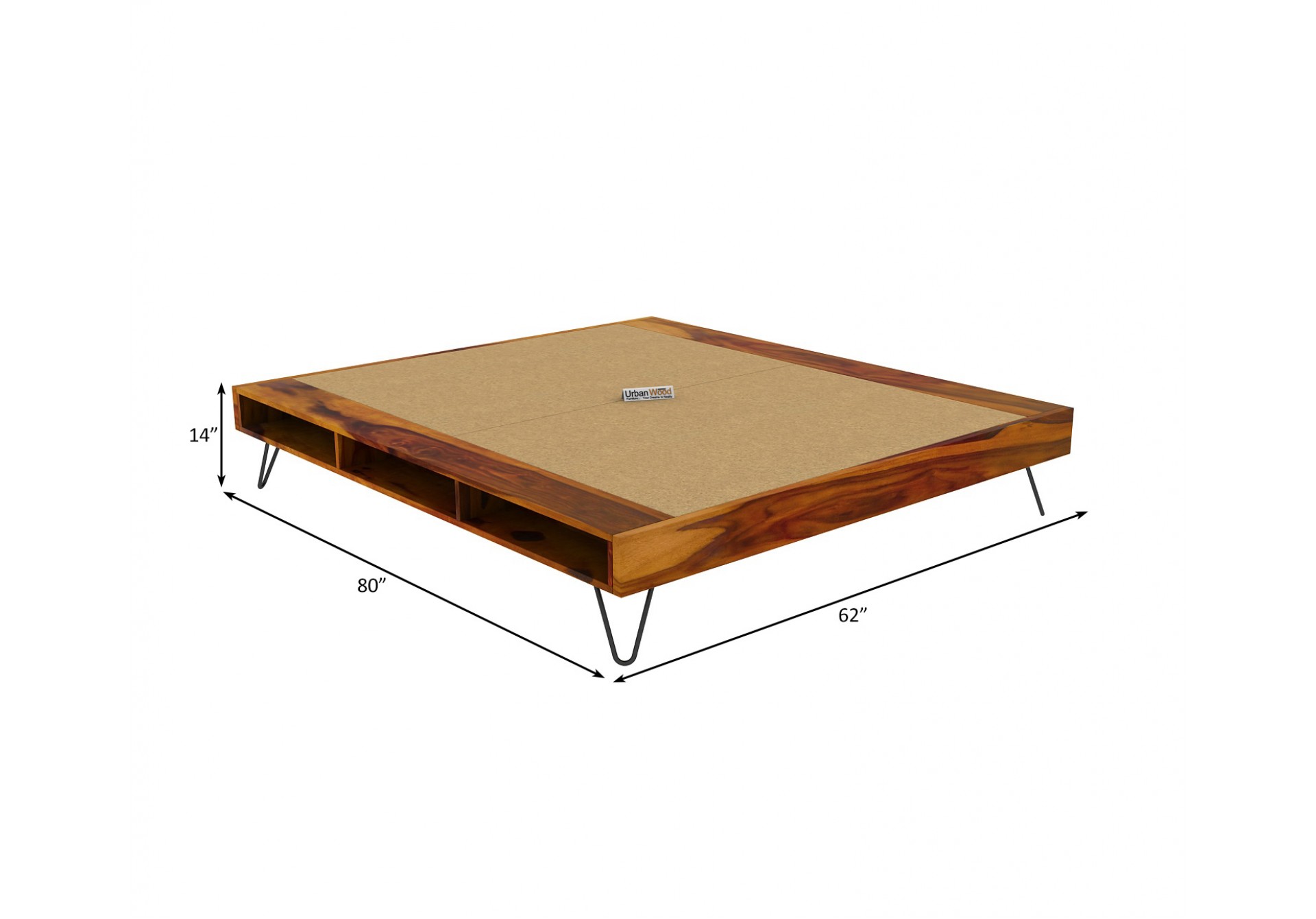 Canvas Platform Bed ( Queen size, Honey Finish )