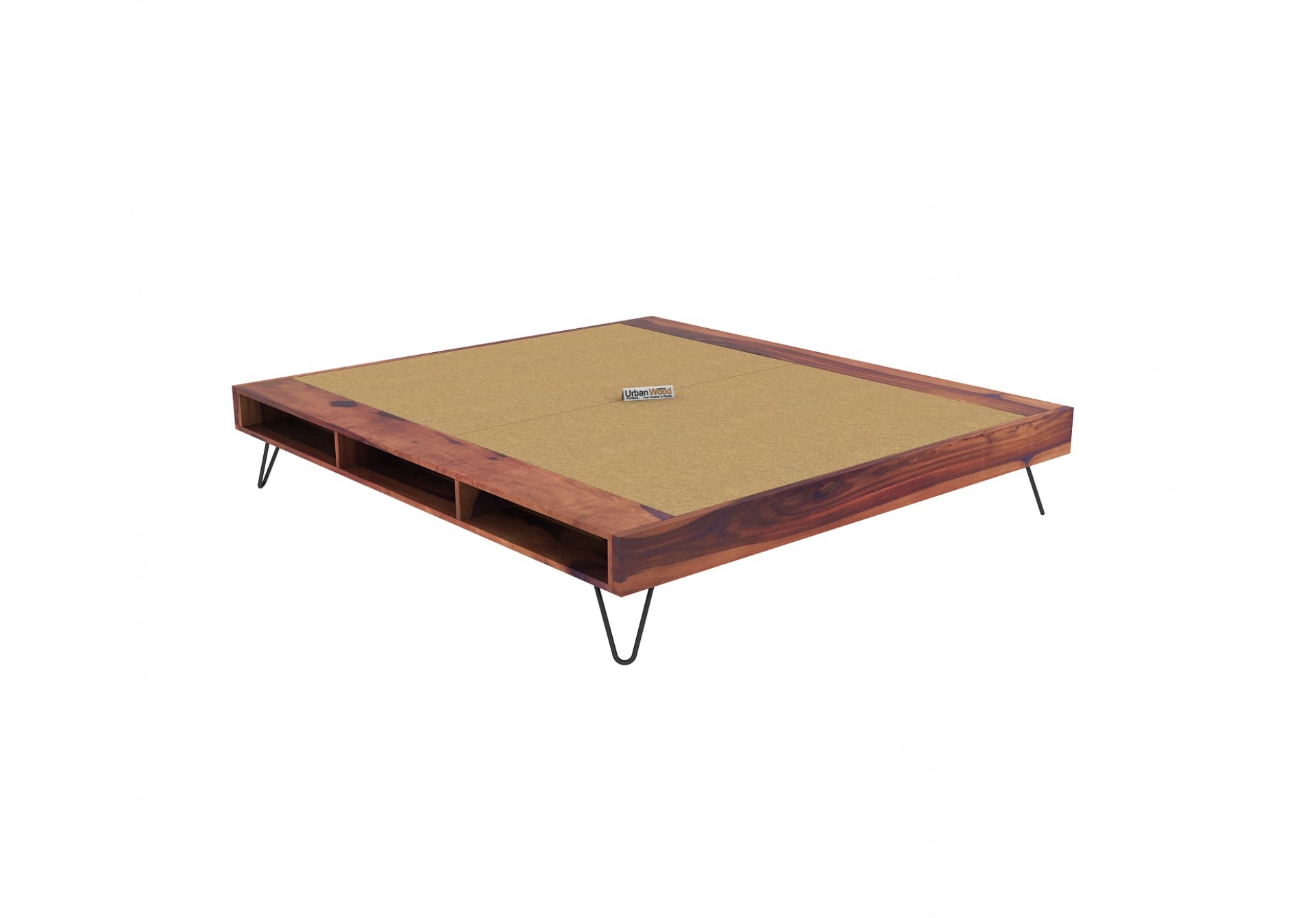 Canvas Platform Bed ( King size, Teak Finish )
