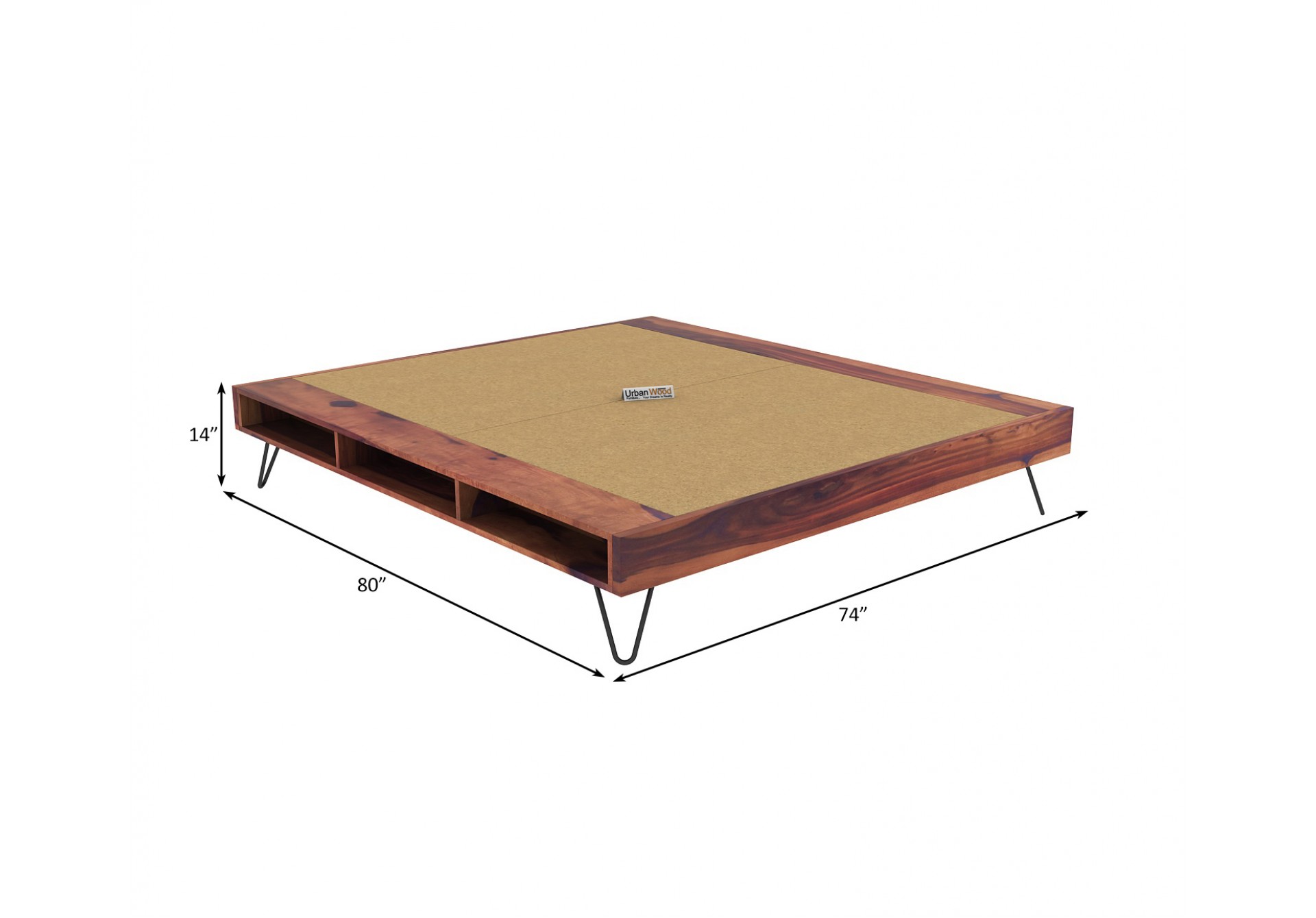 Canvas Platform Bed ( King size, Teak Finish )