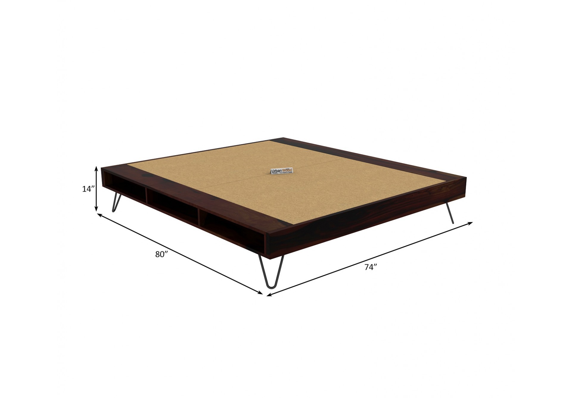 Canvas Platform Bed ( King size, Walnut Finish )
