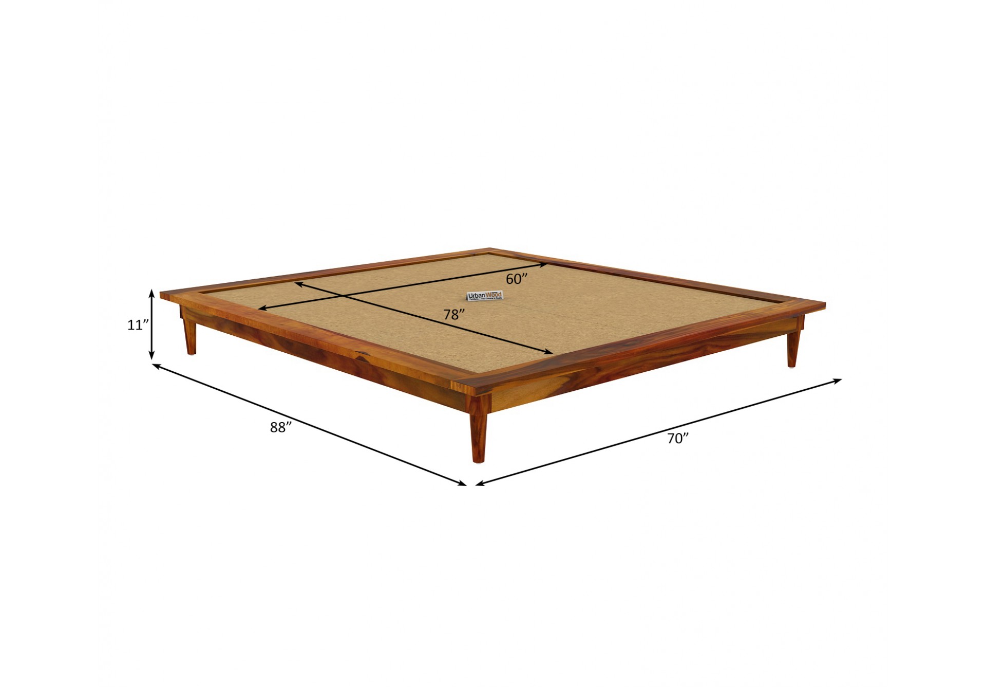 Couve Platform Bed ( Queen Size, Honey Finish )