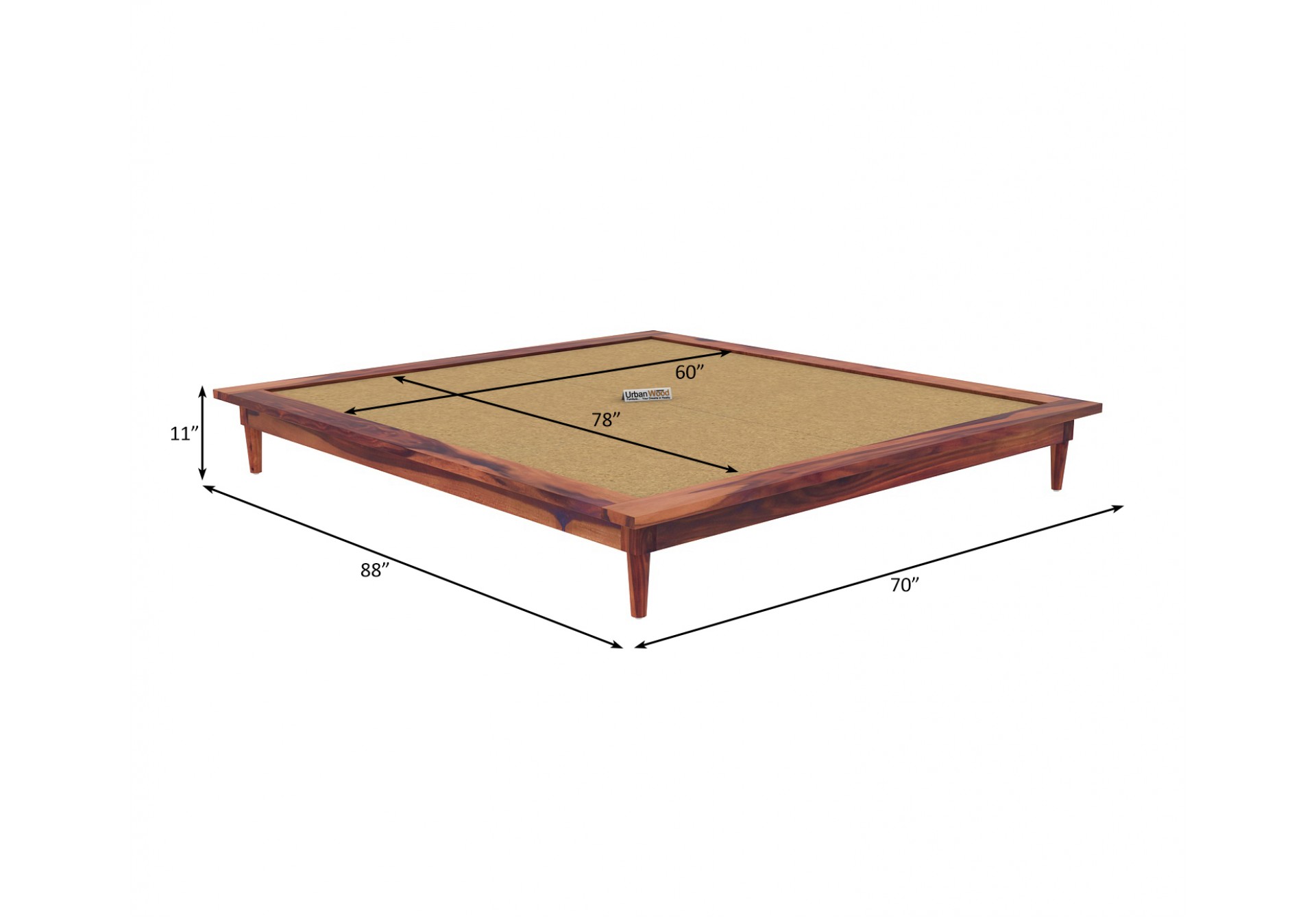 Couve Platform Bed ( Queen Size, Teak Finish )