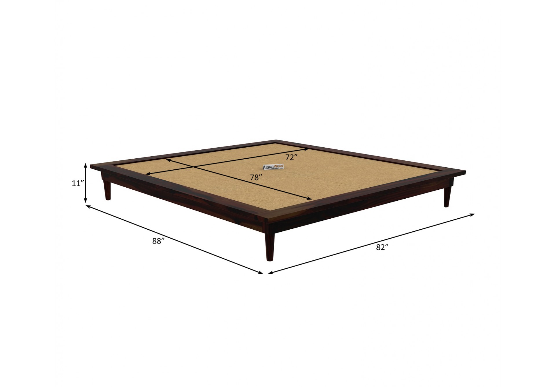 Couve Platform Bed ( King Size, Walnut Finish )