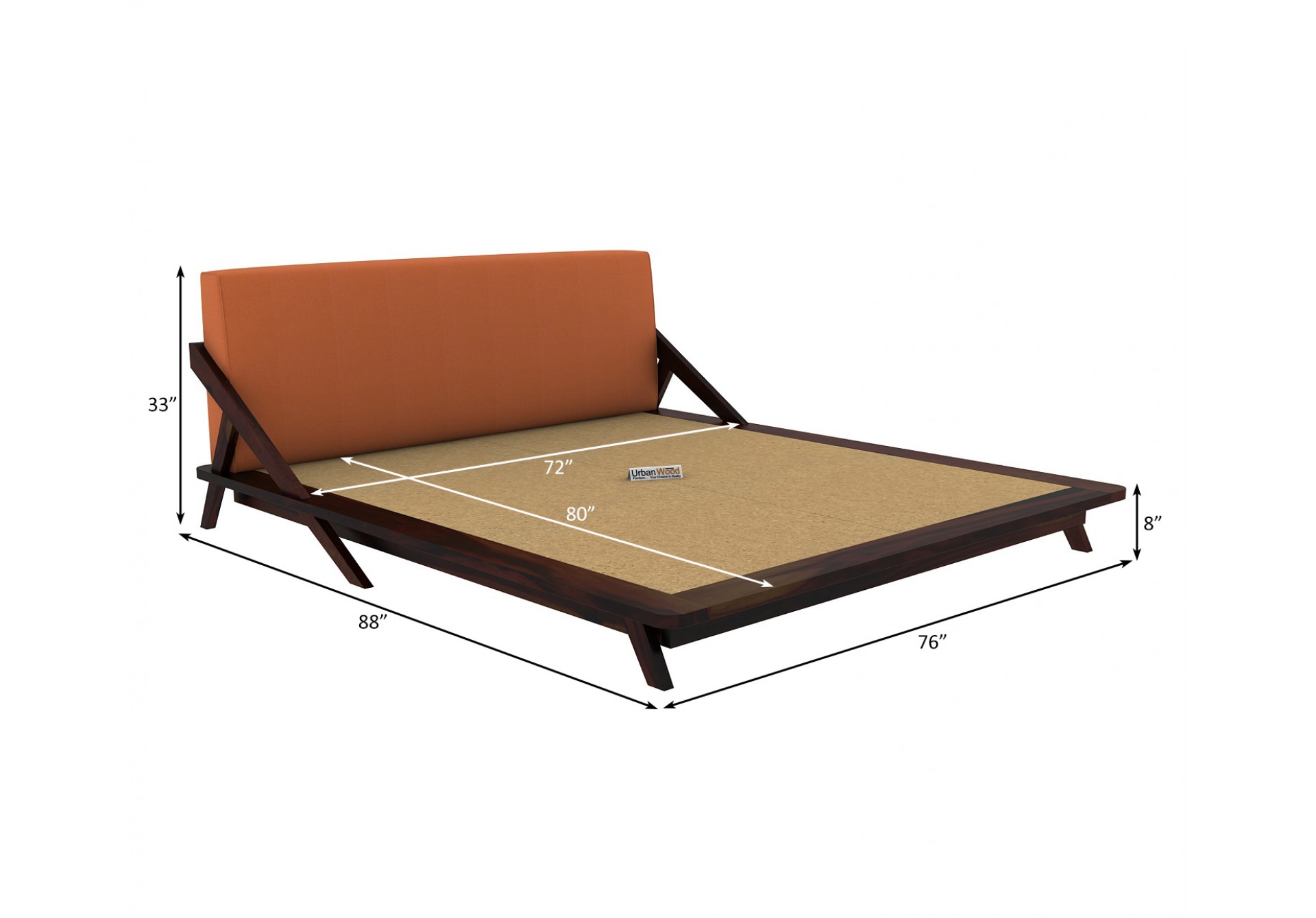 Jordan Low Floor Double Bed ( King Size, Walnut Finish )