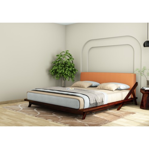 Jordan Low Floor Double Bed ( Queen Size, Walnut Finish )