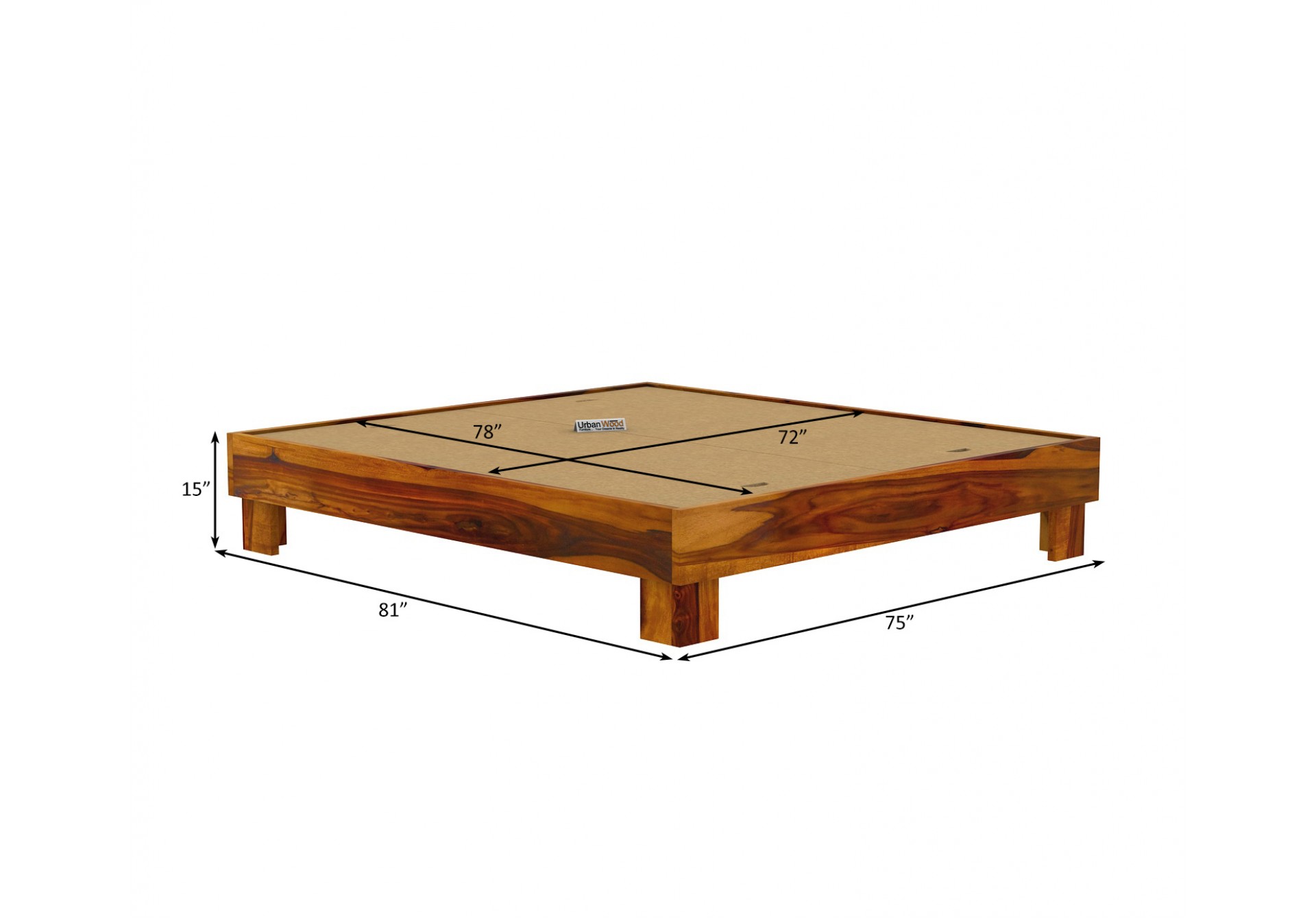 Trace Platform Bed ( King Size, Honey Finish )