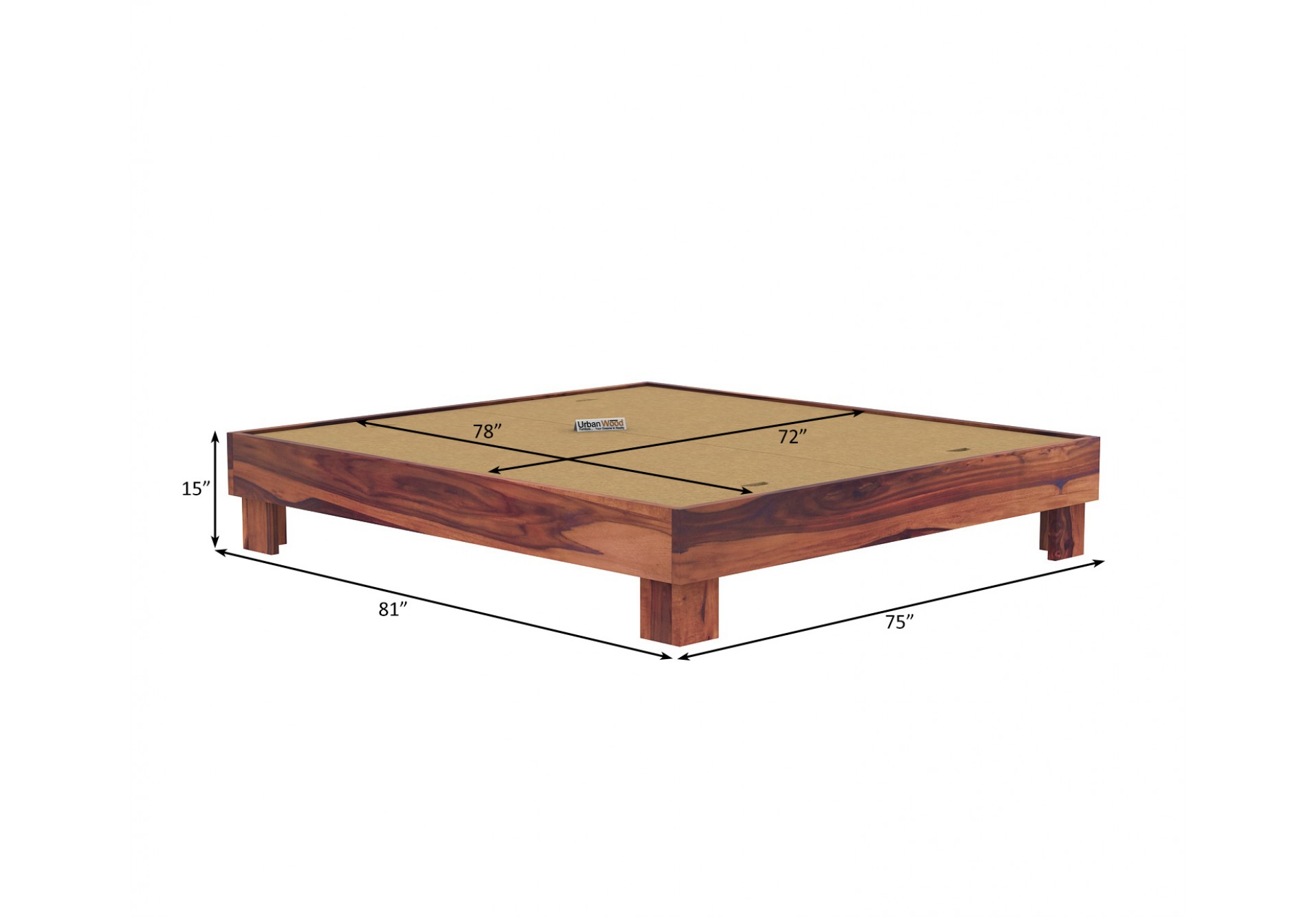 Trace Platform Bed ( King Size, Teak Finish )