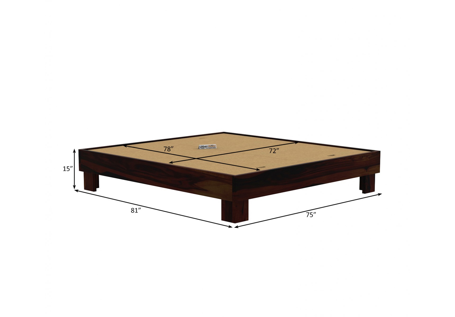 Trace Platform Bed ( King Size, Walnut Finish )