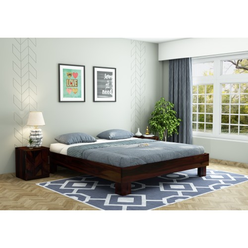 Trace Platform Bed ( Queen Size, Walnut Finish )