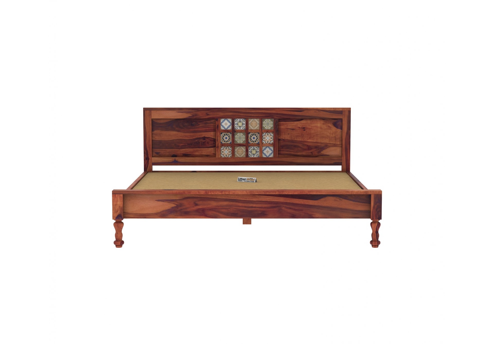 Relay Wooden Bed Without Storage ( Queen Size, Teak Finish )
