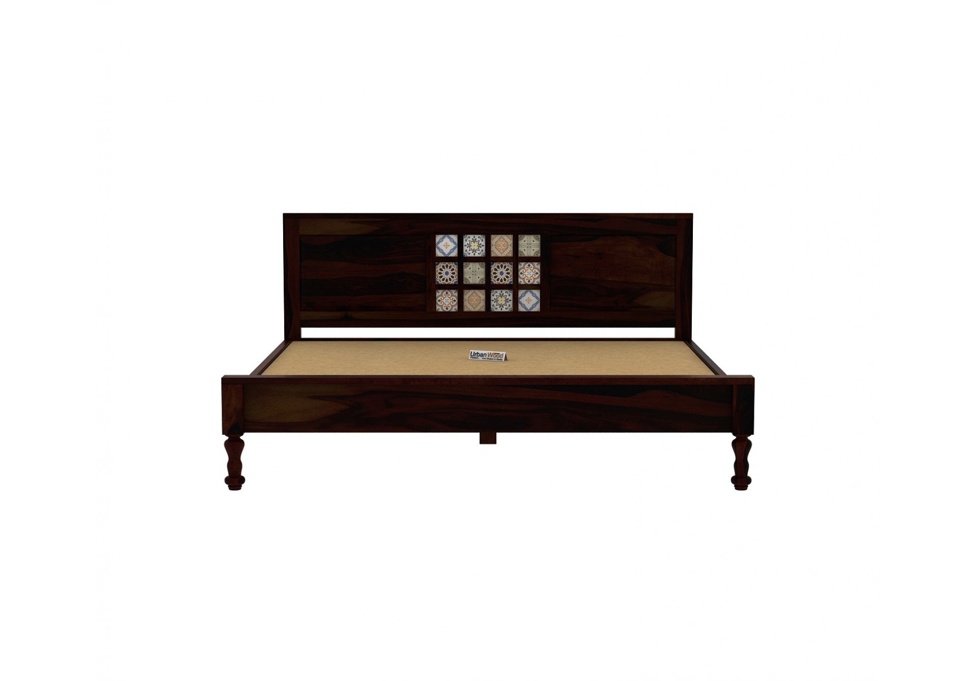 Relay Wooden Bed Without Storage ( King Size, Walnut Finish )