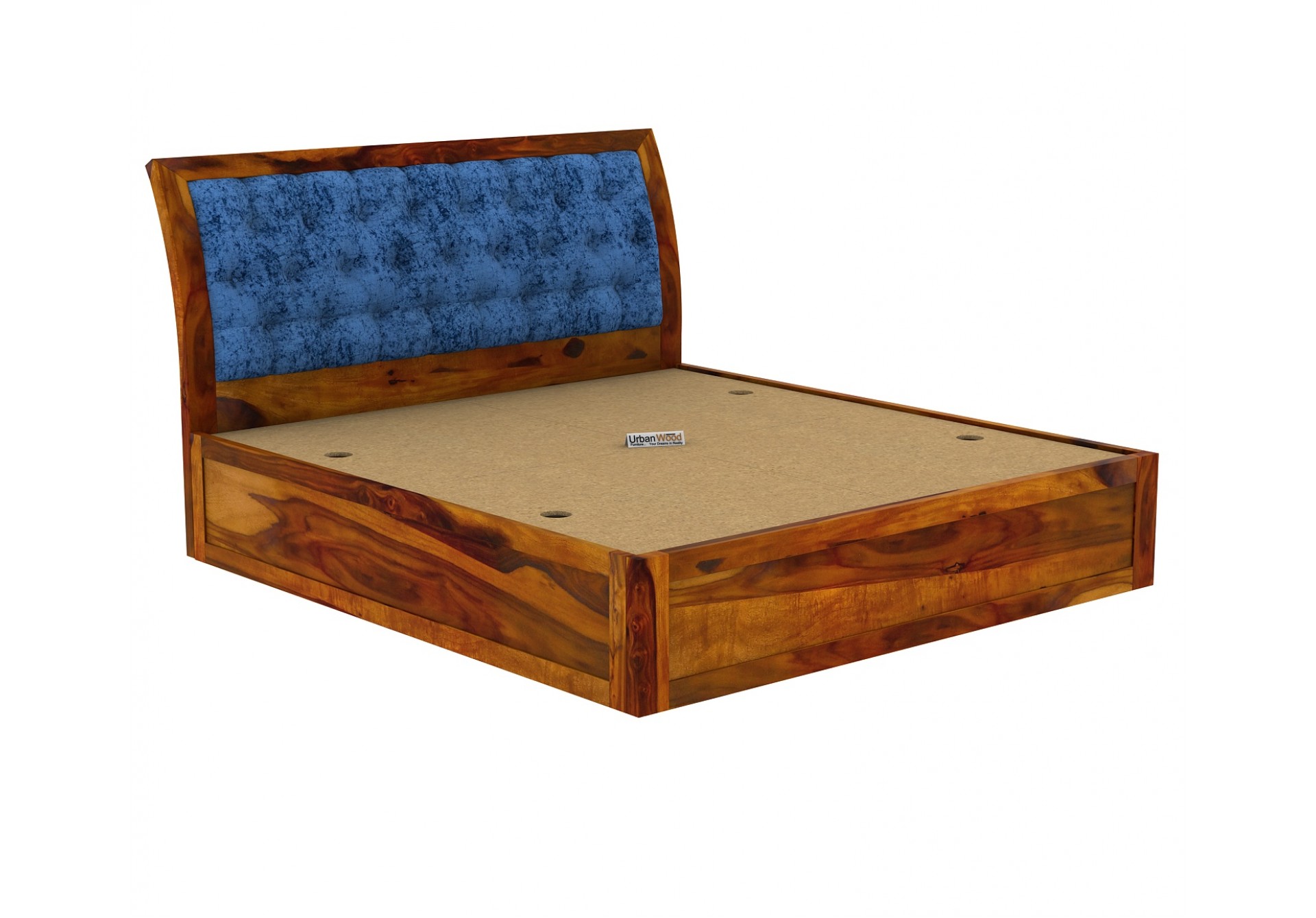 Ross Wooden Bed With Box Storage (King Size, Honey Finish)