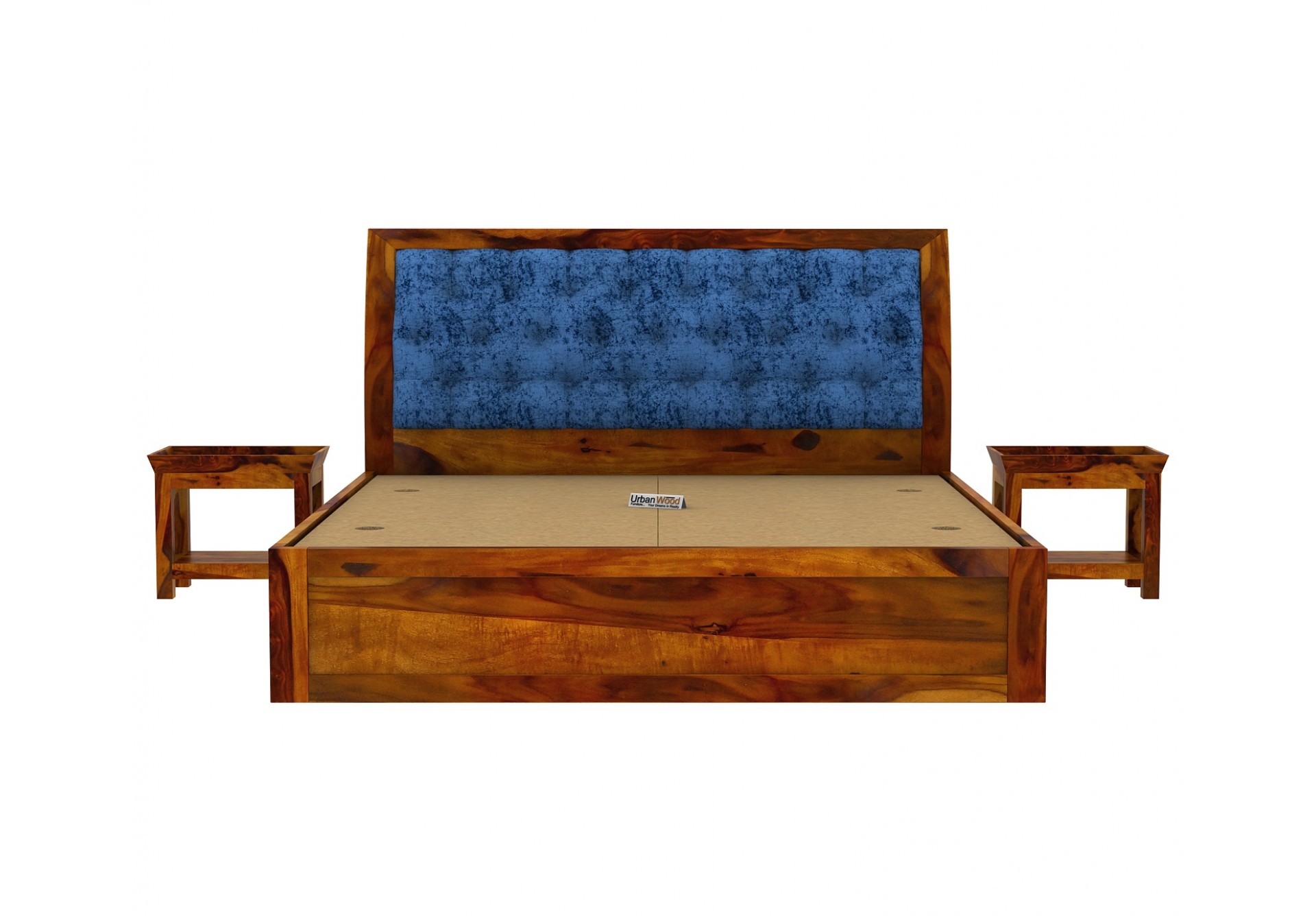 Ross Wooden Bed With Box Storage (King Size, Honey Finish)
