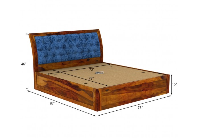 Ross Wooden Bed With Box Storage (King Size, Honey Finish)
