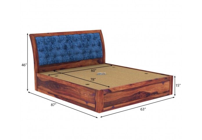 Ross Wooden Bed With Box Storage (Queen Size, Teak Finish)