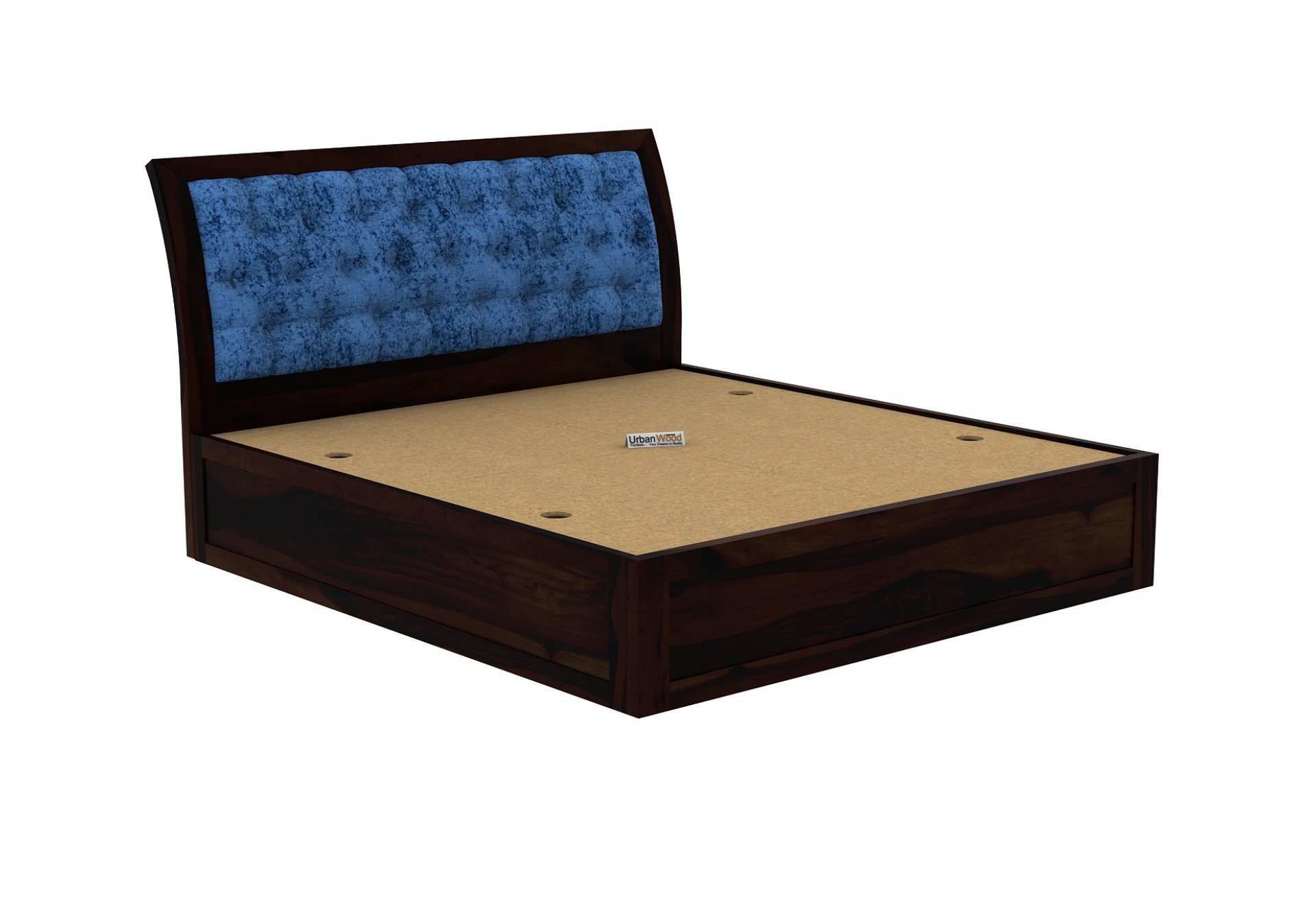 Ross Wooden Bed With Box Storage (Queen Size, Walnut Finish)