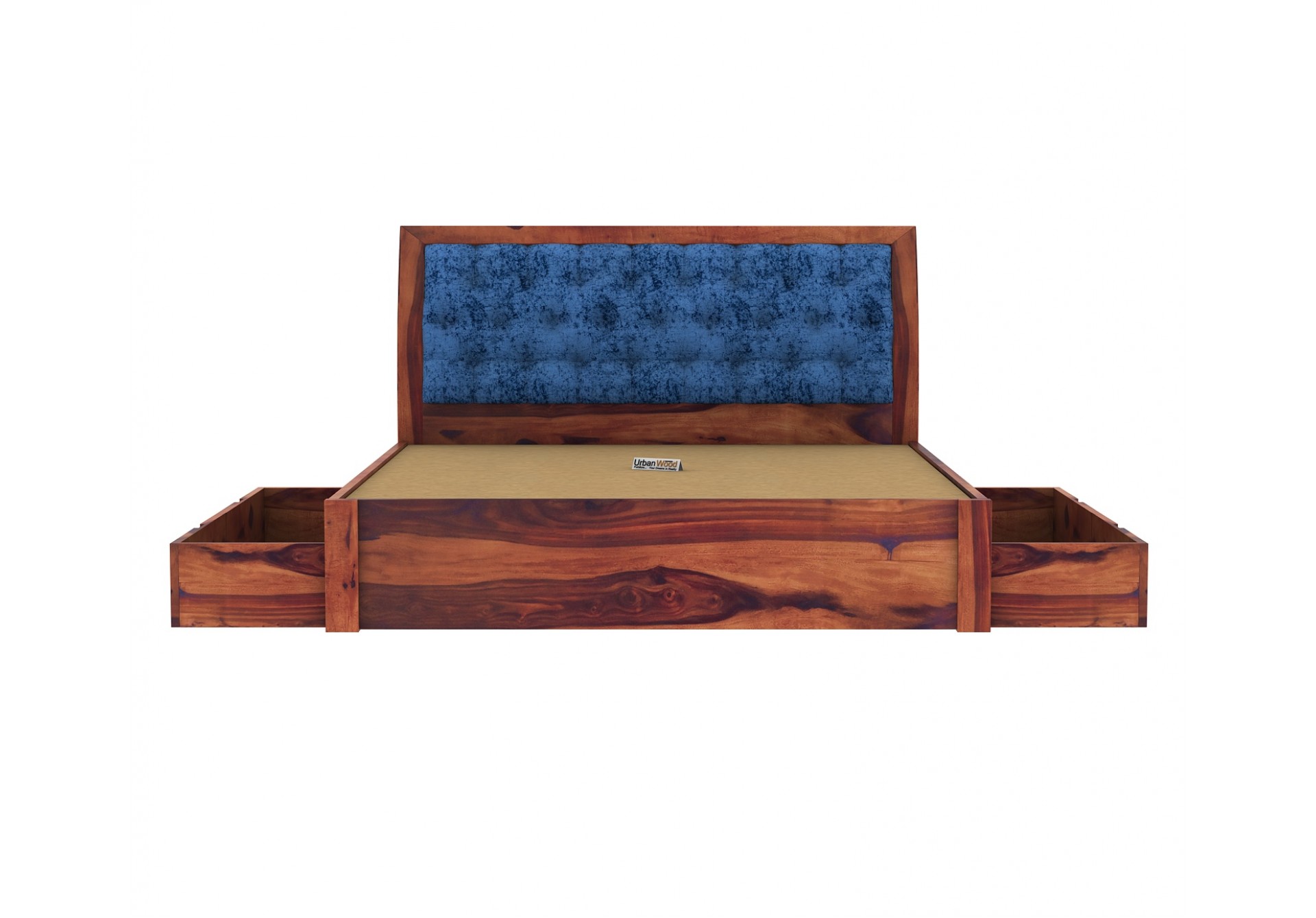 Ross  Wooden Bed With Drawer Storage (Queen Size, Teak Finish)