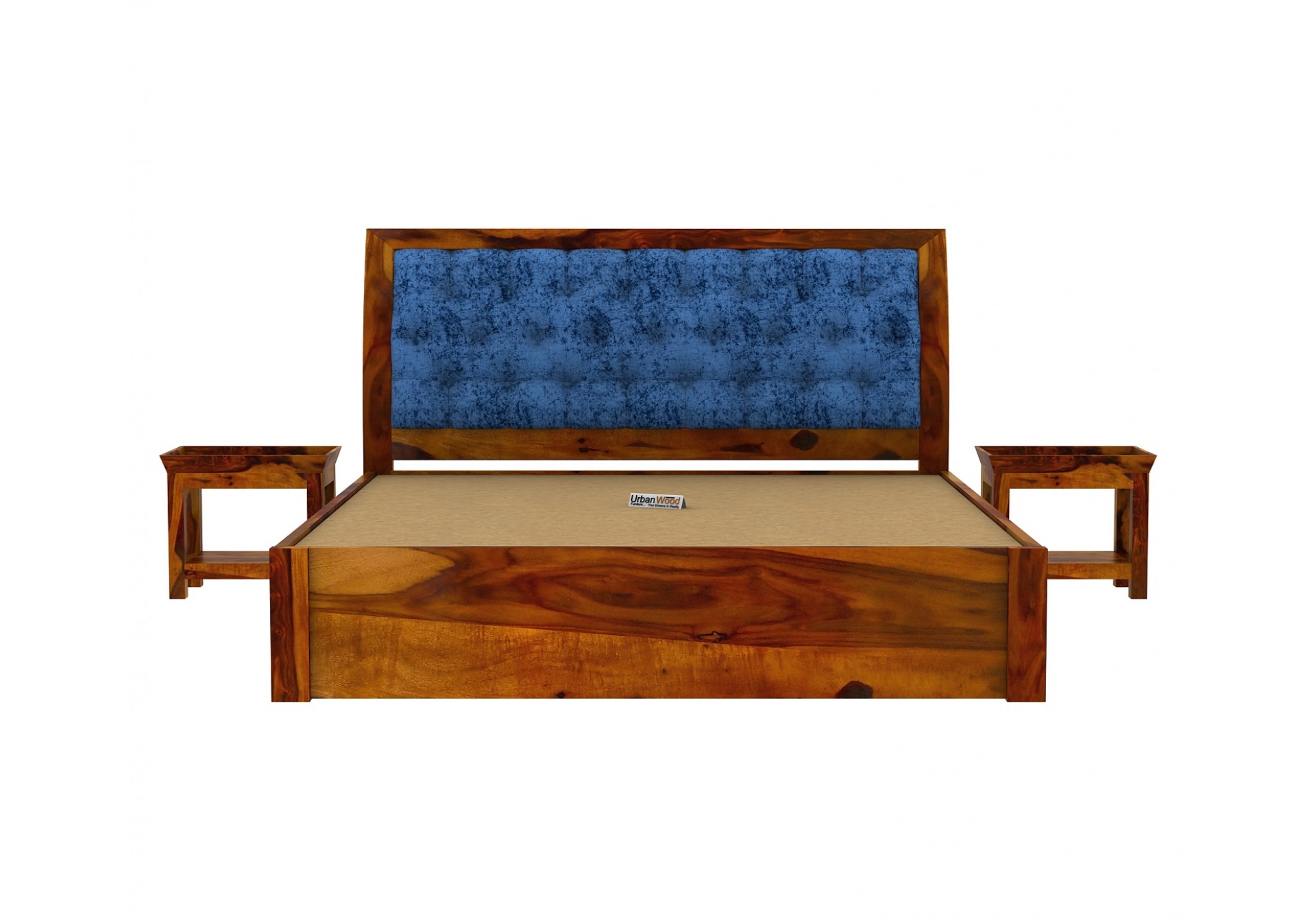 Ross Wooden Hydraulic Bed  (Queen Size, Honey Finish)