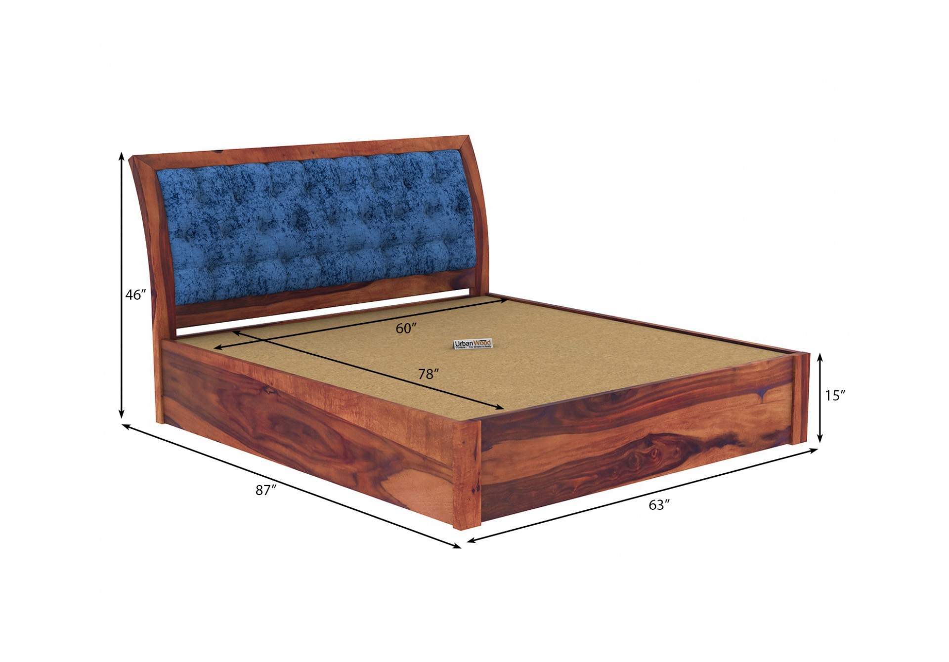 Ross Wooden Hydraulic Bed  (Queen Size, Teak Finish)
