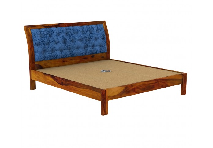 Ross Wooden Bed Without storage (King Size, Honey Finish)