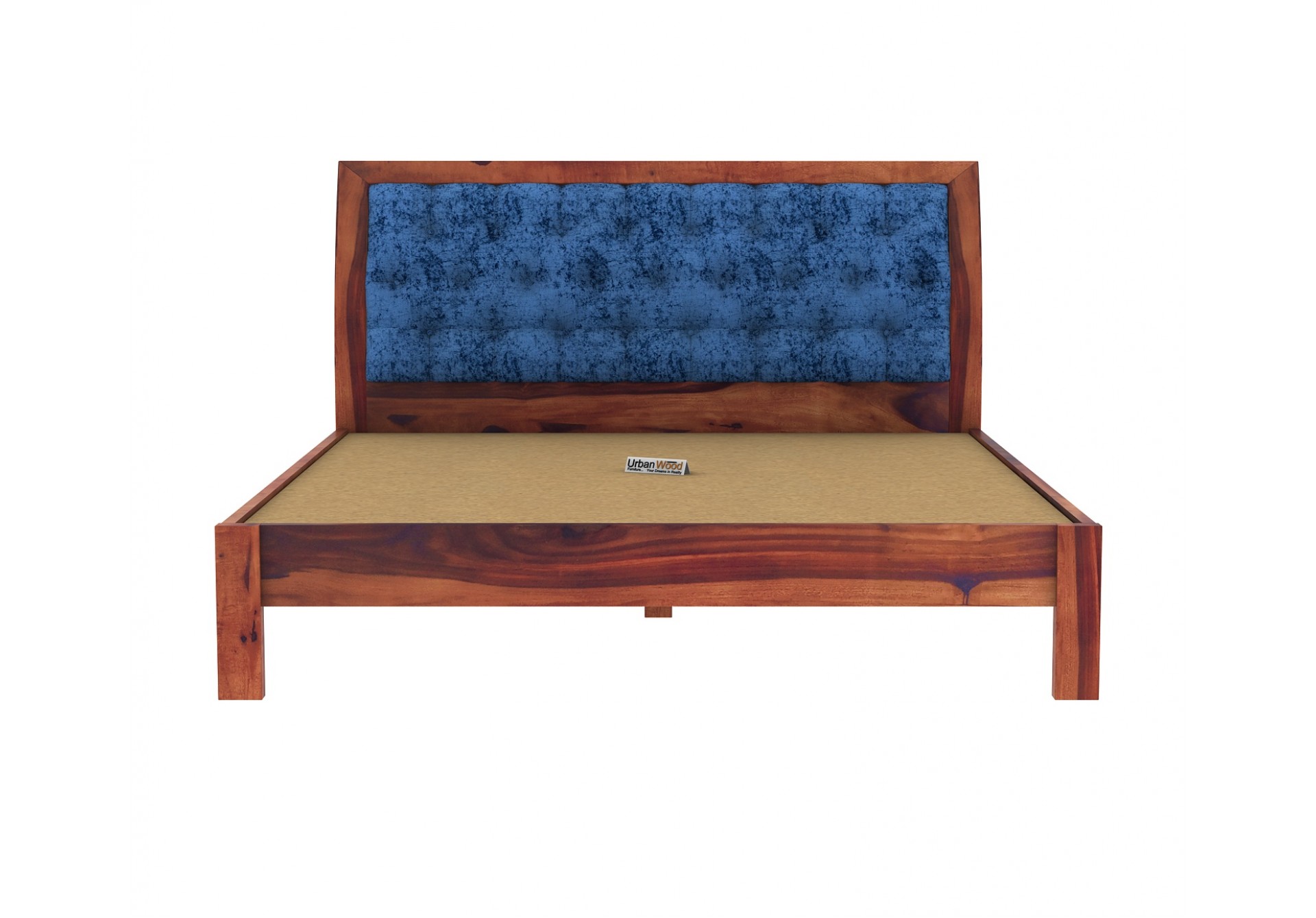 Ross Wooden Bed Without storage (Queen Size, Teak Finish)