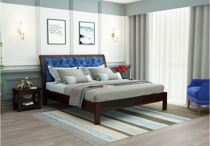 Ross Wooden Bed Without storage (King Size, Walnut Finish)