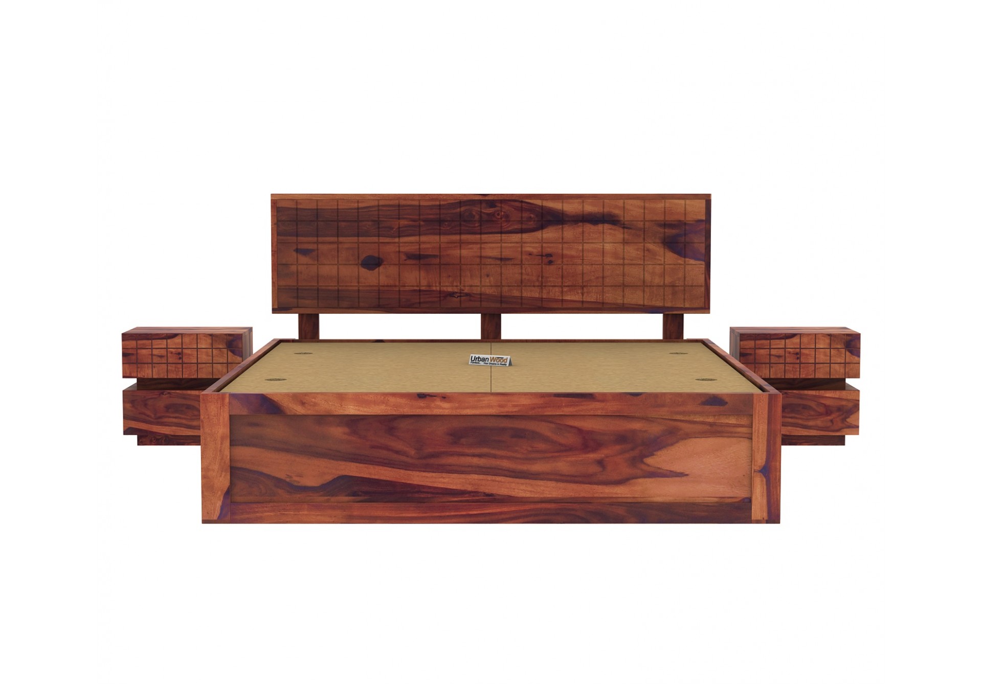 Solic Wooden Bed With Box Storage (King Size ,Teak Finish)