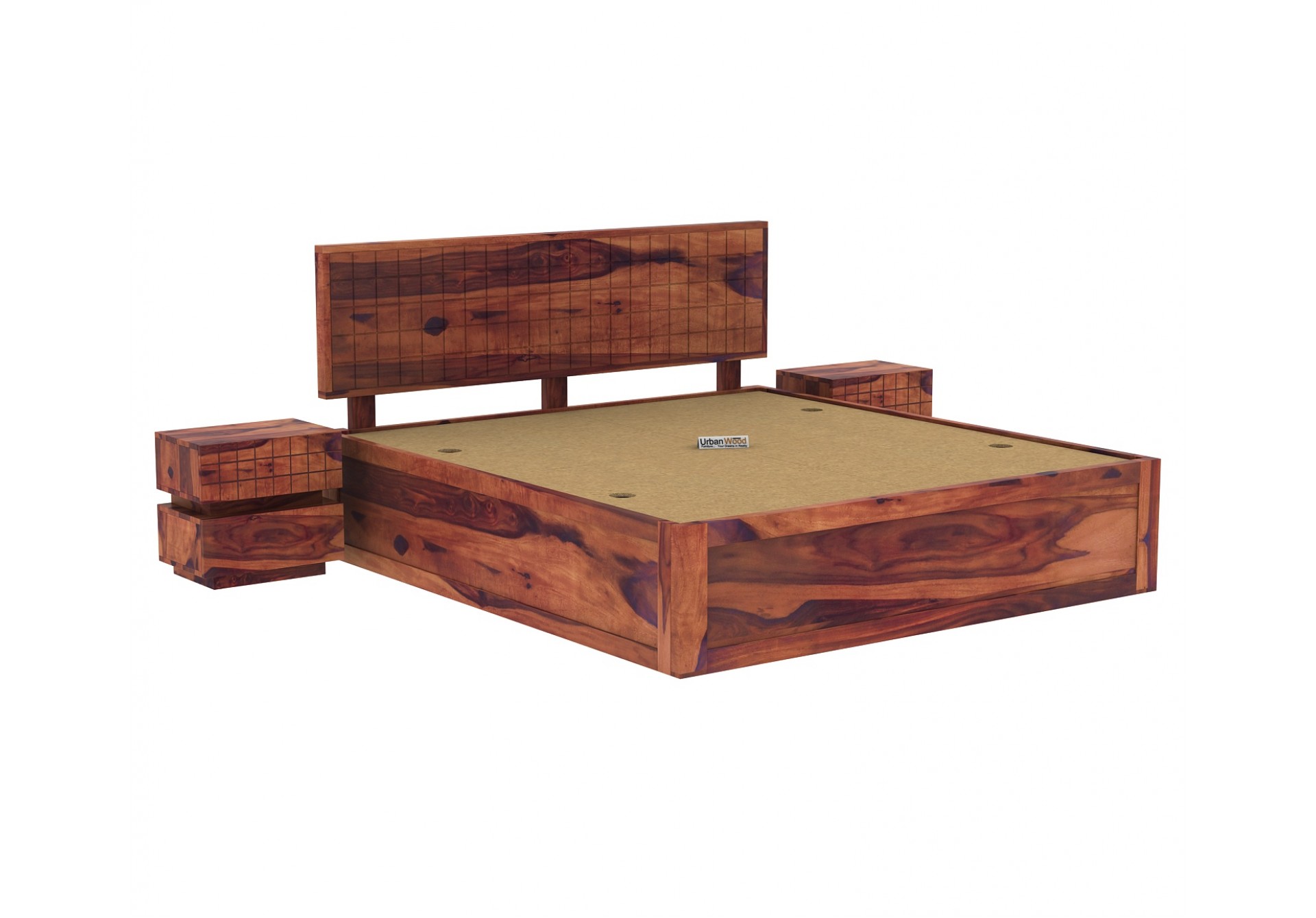 Solic Wooden Bed With Box Storage (King Size ,Teak Finish)