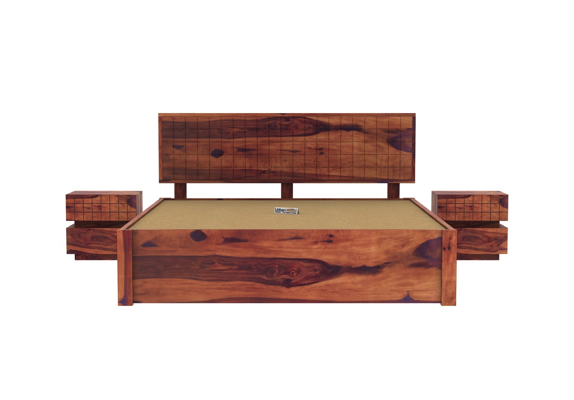 Solic Wooden Bed With Drawer Storage (Queen Size ,Teak Finish)