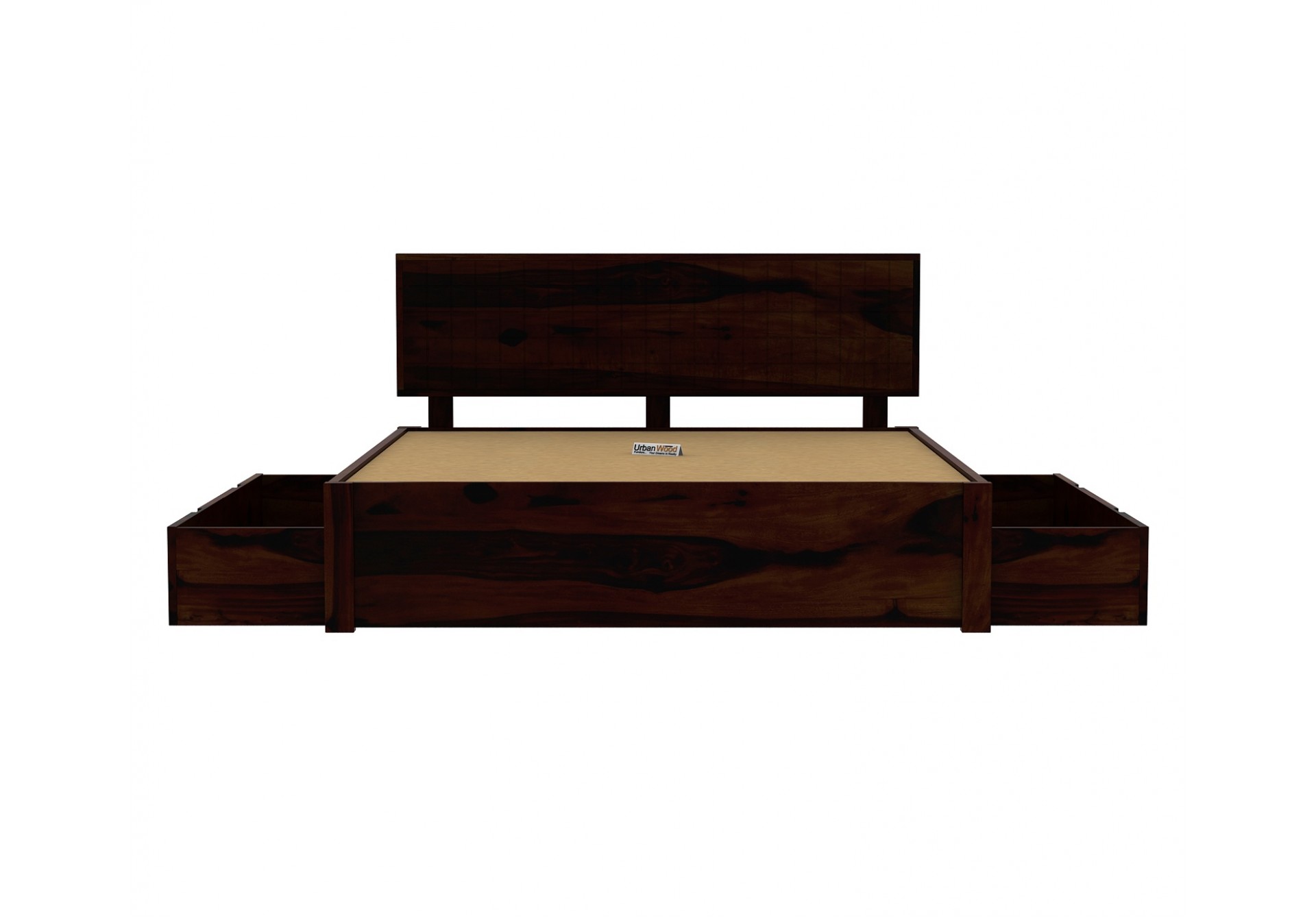 Solic Wooden Bed With Drawer Storage (King Size ,Walnut Finish)