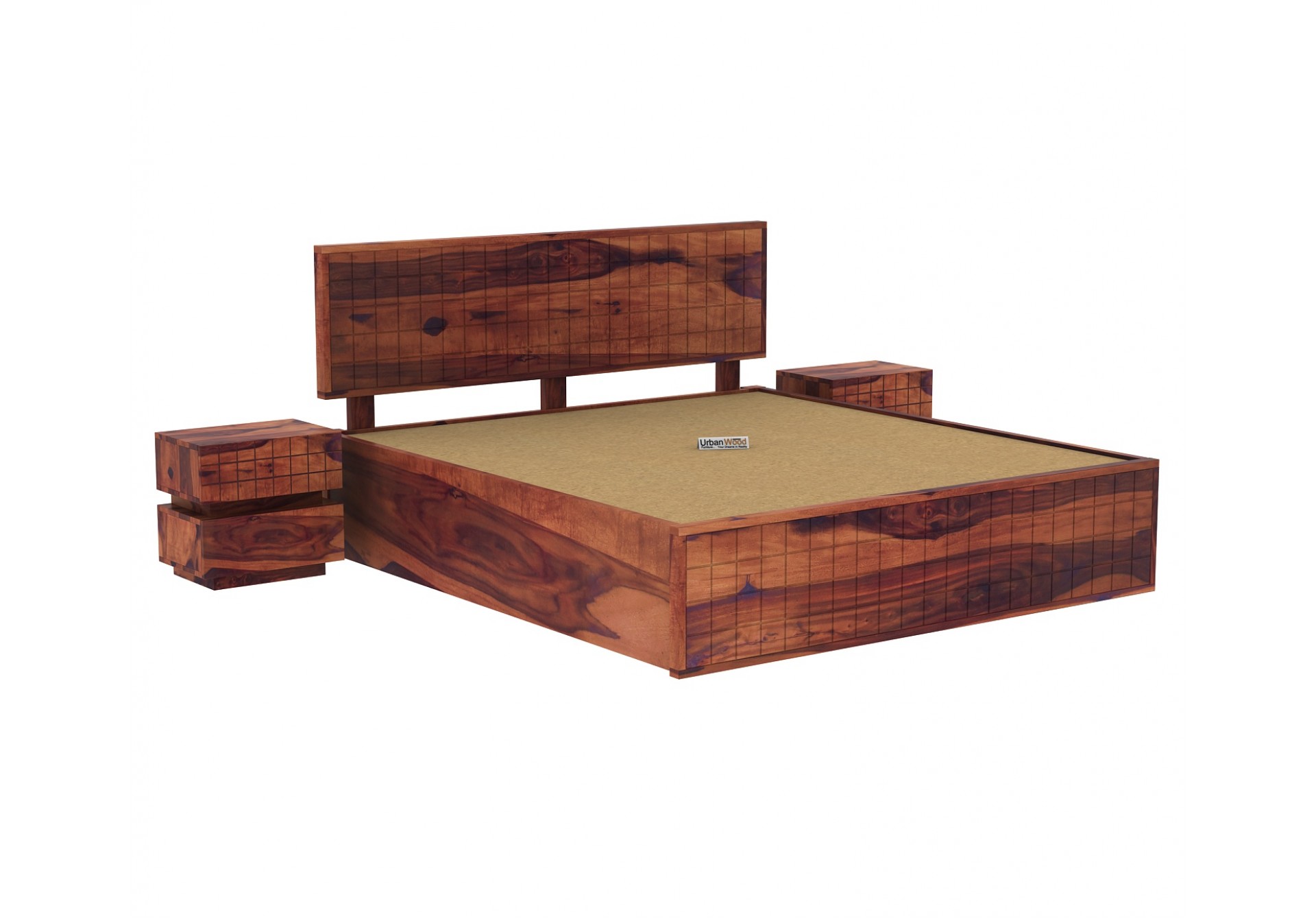 Solic Wooden Hydraulic Bed (King Size ,Teak Finish)