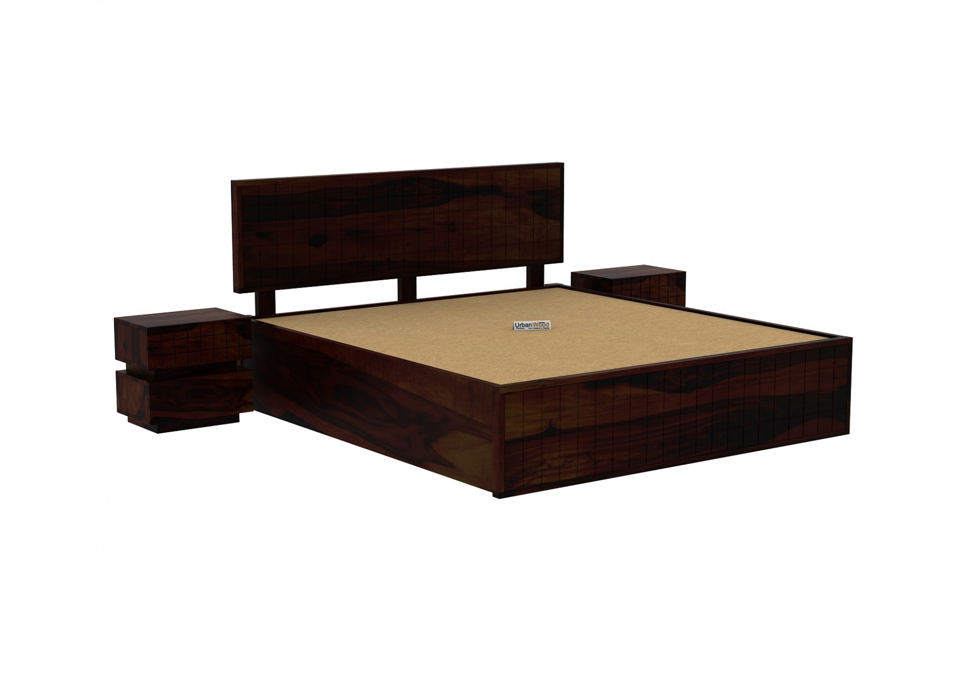 Solic Wooden Hydraulic Bed (King Size ,Walnut Finish)